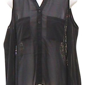 Chiffon Cold Blouse Solid Black Top Size: 8 (M)